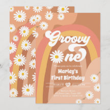 Groovy One Retro Daisy Boho Hippie First Birthday