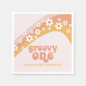 Groovy One Retro Daisy Boho Rainbow Napkins Servet (Voorkant)