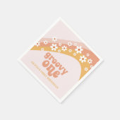 Groovy One Retro Daisy Boho Rainbow Napkins Servet (Hoek)