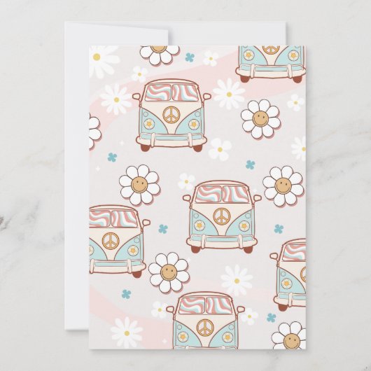 Groovy One Retro Daisy Rainbow First Birthday Kaart (Achterkant)