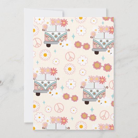 Groovy One Retro Daisy Rainbow First Birthday Kaart (Achterkant)