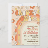 Groovy One Retro Daisy Rainbow First Birthday Kaart (Voorkant)