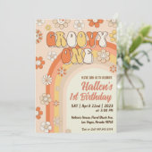 Groovy One Retro Daisy Rainbow First Birthday Kaart (Staand voorkant)