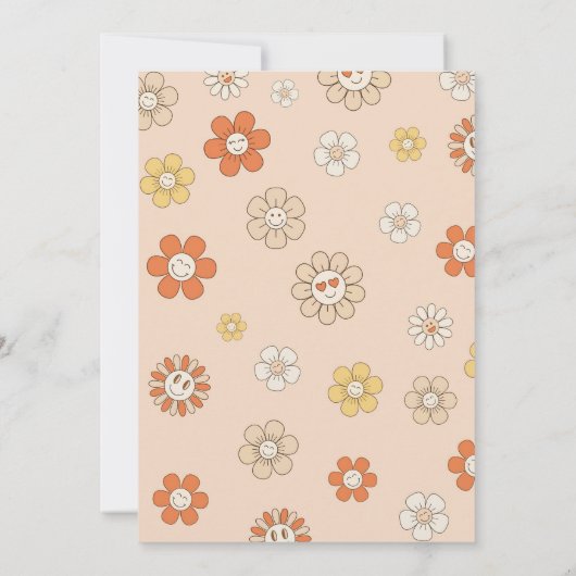 Groovy One Retro Daisy Rainbow First Birthday Kaart (Achterkant)