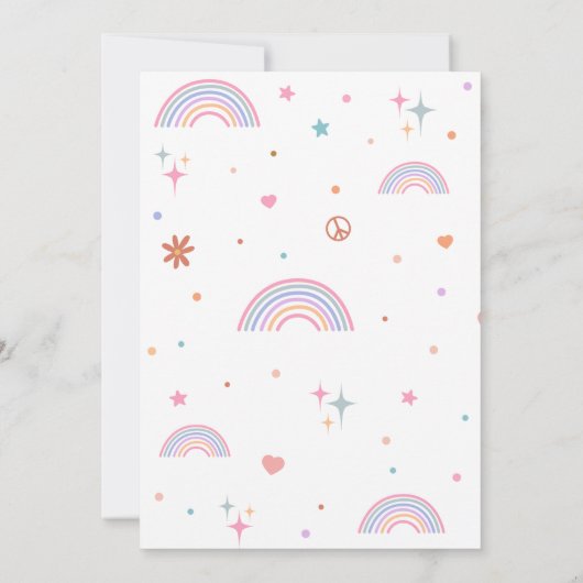 Groovy One Retro Daisy Rainbow First Birthday Kaart (Achterkant)