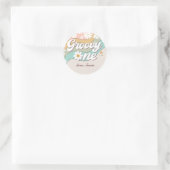 Groovy One Retro Daisy Rainbow First Birthday Ronde Sticker (Tas)