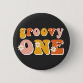 Groovy One Retro First Birthday Ronde Button 5,7 Cm (Voorkant)