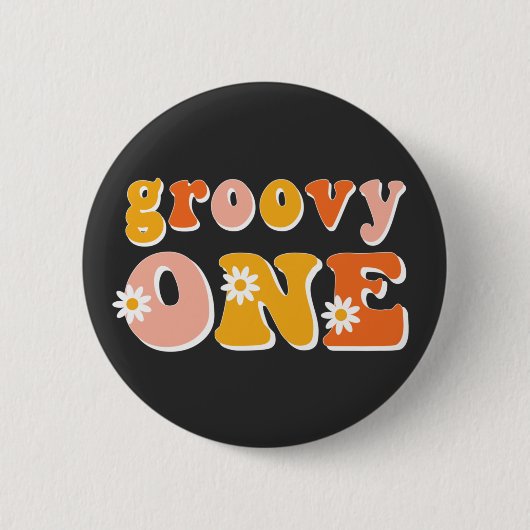 Groovy One Retro First Birthday Ronde Button 5,7 Cm (Voorkant)