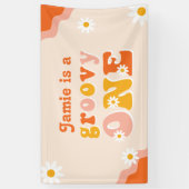 Groovy One Retro First Birthday Spandoek (Verticaal)