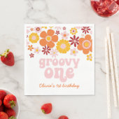 Groovy One Retro Floral 1 e verjaardag Napkins Servet (Insitu)