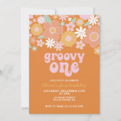 Groovy One Retro Floral eerste verjaardag Kaart (Voorkant)