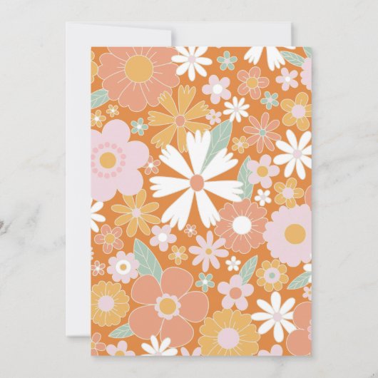 Groovy One Retro Floral eerste verjaardag Kaart (Achterkant)