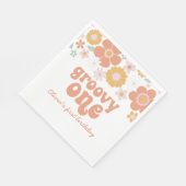 Groovy One Retro Floral eerste verjaardag Napkins Servet (Hoek)