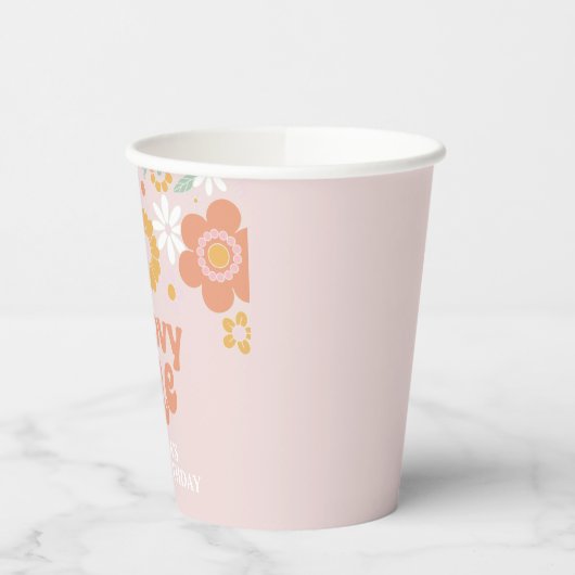 Groovy One Retro Floral eerste verjaardag Papieren Bekers (Links)