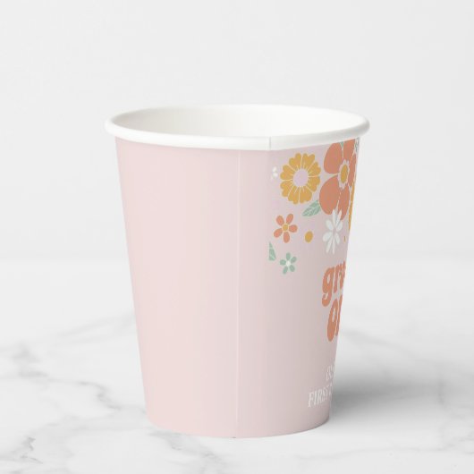Groovy One Retro Floral eerste verjaardag Papieren Bekers (Rechts)