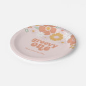 Groovy One Retro Floral eerste verjaardag Papieren Bordje (Gekanteld)