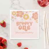 Groovy One Retro Floral eerste verjaardag Servet (Insitu)