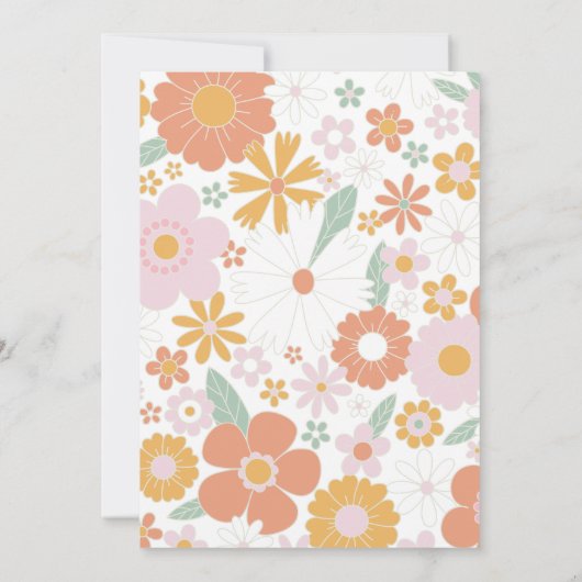 Groovy One Retro Floral eerste verjaardag Uitnodig Kaart (Achterkant)