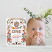 Groovy One Retro Girl Foto 1e verjaardag Kaart (Staand voorkant)