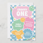 Groovy One Retro glimlacht eerste verjaardag Kaart (Voorkant)