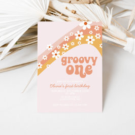 Groovy One Retro madeliefje boho bloemige eerste v Kaart
