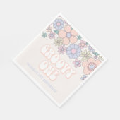 Groovy One Retro pastel Floral 1 verjaardag Servet (Hoek)