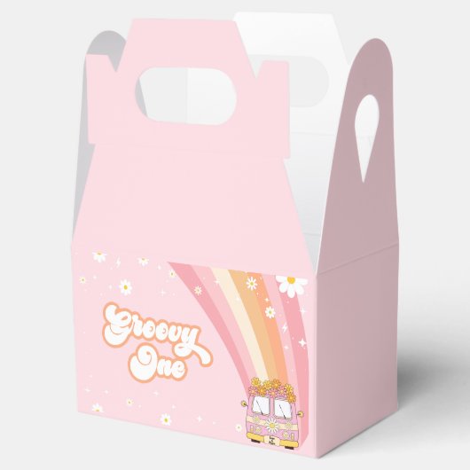 Groovy One Retro Rainbow 1e verjaardag Bedankdoosjes (Geopend)