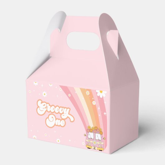 Groovy One Retro Rainbow 1e verjaardag Bedankdoosjes (Voorkant Zijde)