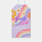 Groovy One Retro Rainbow 1e verjaardag Cadeaulabel (Voorkant)