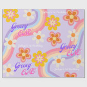Groovy One Retro Rainbow 1e verjaardag Cadeaupapier (Vlak)