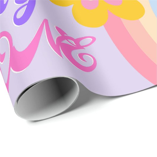 Groovy One Retro Rainbow 1e verjaardag Cadeaupapier (Rol Hoek)