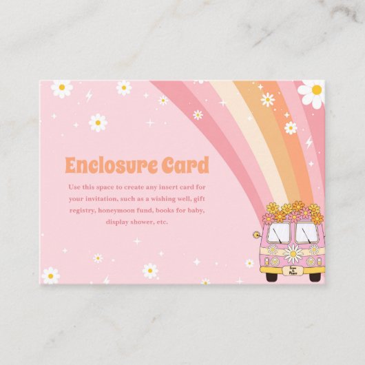 Groovy One Retro Rainbow 1e verjaardag Informatiekaartje (Voorkant)