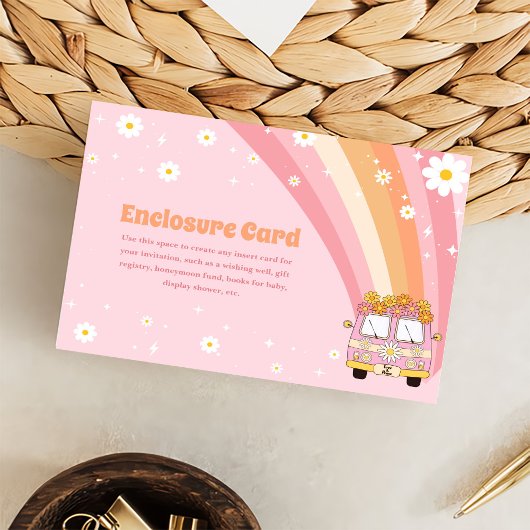 Groovy One Retro Rainbow 1e verjaardag Informatiekaartje