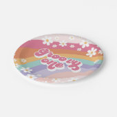 Groovy One Retro Rainbow 1e verjaardag Papieren Bordje (Gekanteld)