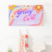 Groovy One Retro Rainbow 1e verjaardag Spandoek (Insitu)