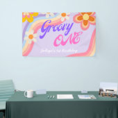 Groovy One Retro Rainbow 1e verjaardag Spandoek (Beurs)