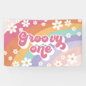 Groovy One Retro Rainbow 1e verjaardag Spandoek (Horizontaal)