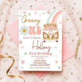 Groovy One Retro Rainbow First Birthday Kaart