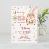 Groovy One Retro Rainbow First Birthday Kaart (Staand voorkant)