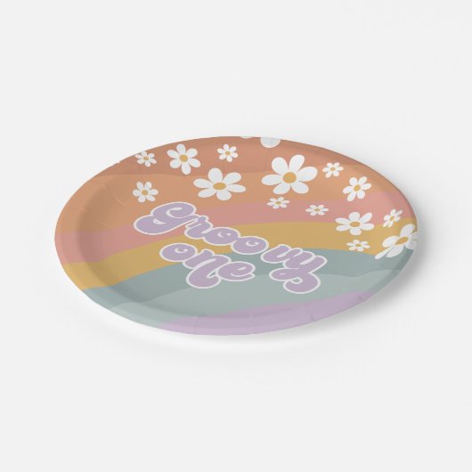 Groovy One Retro Rainbow Paper-Borden Papieren Bordje (Gekanteld)