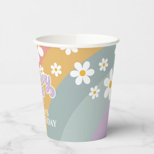 Groovy One Retro Rainbow Paper Cups Papieren Bekers (Links)