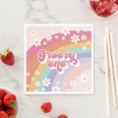 Groovy One Retro Regenboog 1e Verjaardag Servet (Insitu)
