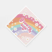Groovy One Retro Regenboog 1e Verjaardag Servet (Hoek)