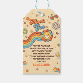 Groovy One Retro Regenboog 1e Verjaardagsfeest Cadeaulabel (Voorkant)