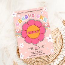 Groovy One Retro Regenboog 1e Verjaardagsfeest