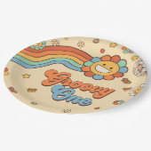 Groovy One Retro Regenboog 1e Verjaardagsfeest Papieren Bordje (Gekanteld)