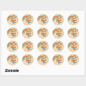 Groovy One Retro Regenboog 1e Verjaardagsfeest Ronde Sticker (Vel)