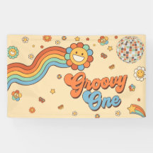 Groovy One Retro Regenboog 1e Verjaardagsfeest