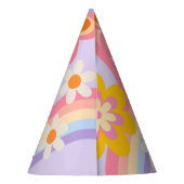Groovy One Retro Regenboog 1e Verjaardagsfeestje P Feesthoedjes (Achterkant)