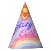 Groovy One Retro Regenboog 1e Verjaardagsfeestje P Feesthoedjes (Voorkant)